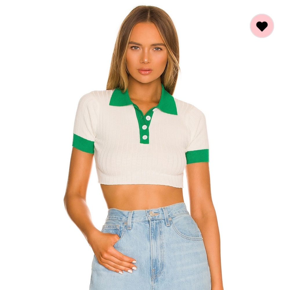 Joyce Collar Crop Top in White Multi